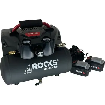 Kompresor ROOKS Kompresor AQ-One 6l - 1 hp - 8 bar - 20V 40 V, sada 2x4Ah, nabíječka