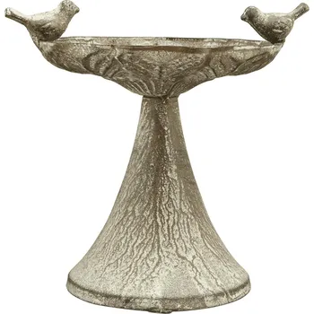 Zahradní dekorace Napajedlo pro ptáky na noze Layla, 18x18,5 cm, kov, šedá