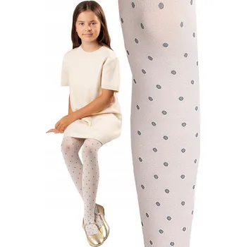 Dámské punčochy PUNČOCHÁČE punčocháče 3D puntíky 40 DEN BÍLÉ 104/110 Ł30F