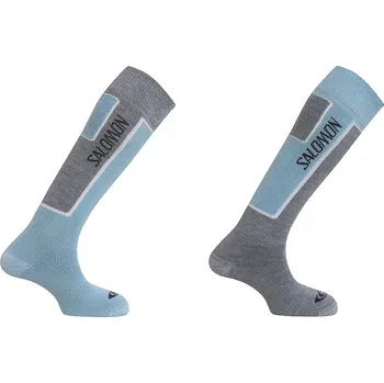 Běžecké lyžování Ponožky Salomon Elios 2 pack new light grey/purple S/3,5-5