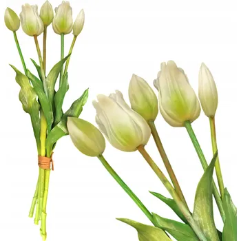 umělá květina KYTICE 5 TULIPÁNY ZE SILIKONU, JAKO ŽIVÉ TULIPÁN NA Velikonoce 40 CM