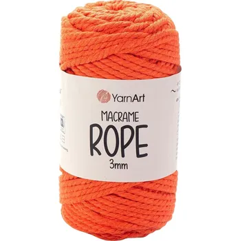 Příze Yarn Art Macrame Rope 3 mm 63 m 800 Bright Orange Šňůra