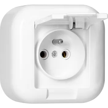 Elektrická zásuvka Povrchová zásuvka 2P+E s krytem, 16A, 250V, FAN, bílá