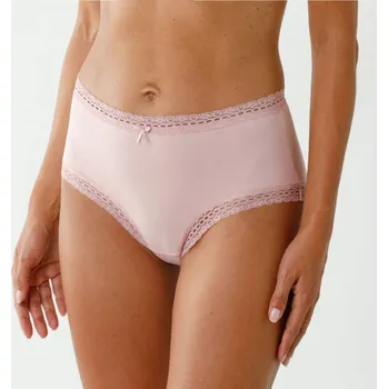 Kalhotky Blancheporte Sada 3 kalhotek maxi z bavlny a krajky slonová kost+béžová+růžová 46/48