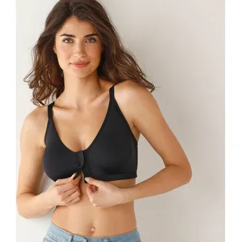 Podprsenka Blancheporte Podprsenka z mikrovlákna se zapínáním na patenty, bez kostic černá 80C