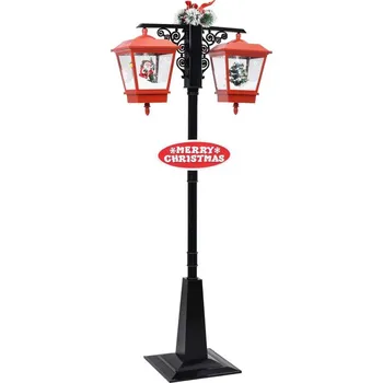 Vánoční dekorace vidaXL Vánoční pouliční lampa se Santou 81x40x188 cm PVC [289926] Barva: Černo-červený
