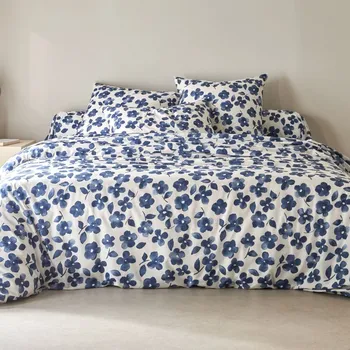 Povlečení Blancheporte Povlečení Petúnie s potiskem, bavlna modrá povlak na polštář 50x70 cm