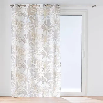 Záclona Blancheporte Voálová záclona s potiskem listů a zlatými detaily přírodní/zlatá