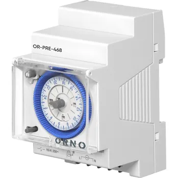 Spínací hodiny Mechanické spínací hodiny na baterie 3 moduly, 24 hodin, minimálně 15 minut, 110-230 VAC, rezerva 200 hodin