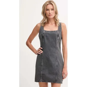 Dámské šaty Džínové šaty Calvin Klein Jeans šedá barva, mini, přiléhavé, LV047C715G 90J, vel. XXS