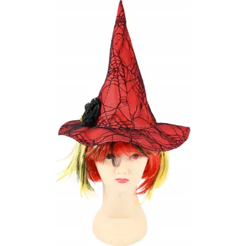 Karnevalový kostým KLOBOUK ČARODĚJNICE S PARUKOU PŘEVLEK KOSTÝM NA HALLOWEEN ČARODĚJNICE