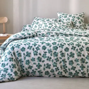 Povlečení Blancheporte Povlečení Petúnie s potiskem, bavlna zelenkavá povlak na přikrývku 140x200 cm