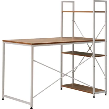 Psací stůl Psací stůl VEINA s regálem, dub/bílý kov