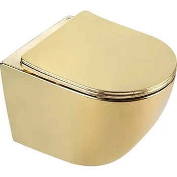 Klozet BPS-koupelny Závěsná WC mísa se SoftClose sedátkem HYD-6835, černá/zlatá