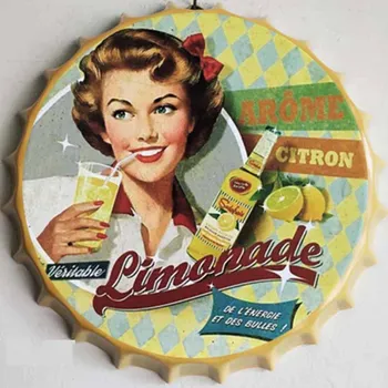 Plechová cedule Cedule 35x35cm víko Limonade Citron