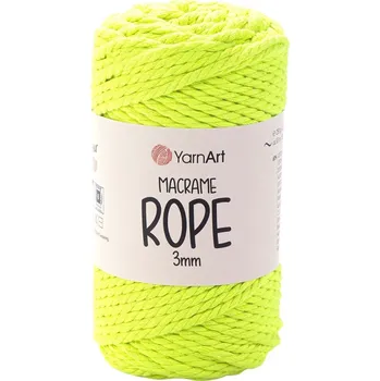 Příze Yarn Art Macrame Rope 3 mm 3 mm 63 m 801 Neon Yellow Šňůra