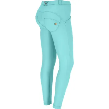 Dámské kalhoty Freddy kalhoty WR.UP koženkové v tyrkysové barvě, normální pas, superskinny střih, 7/8 délka, eco-friendly materiál Vybraná velikost: M