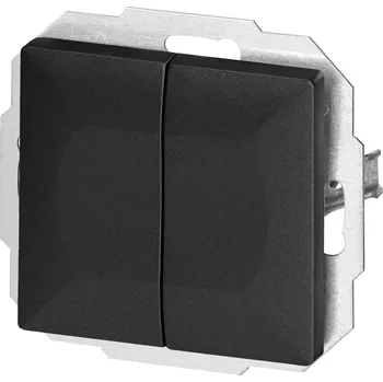 vypínač Dvojitý třícestný spínač pro zapuštěnou montáž Pearl, 10A, 250V, WP-2/5P, černý