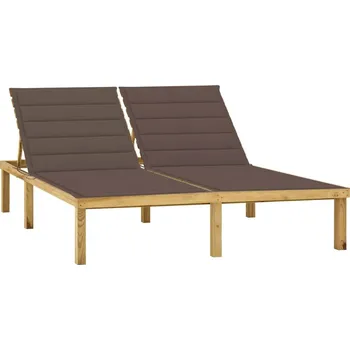 Zahradní nábytek vidaXL Dvojité lehátko s poduškami impregnovaná borovice [3065884] Barva: taupe
