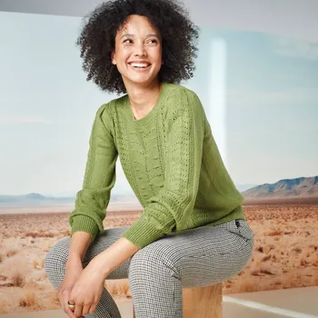 Dámské oblečení Blancheporte Pulovr s ažurovým vzorem, jemný na dotek khaki 54