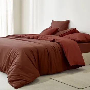 Povlečení Blancheporte Bavlněné dvoubarevné povlečení skořicová/terakota povlak na přikrývku 140x200 cm