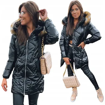 DÁMSKÁ PROŠÍVANÁ ZIMNÍ BUNDA BUNDA S KAPUCÍ ČERNÁ ty2948 - L