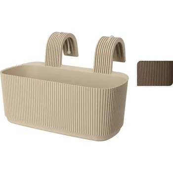 ZÁVĚSNÝ PLASTOVÝ KVĚTINÁČ LINE 21X29X19 CM HNĚDÁ