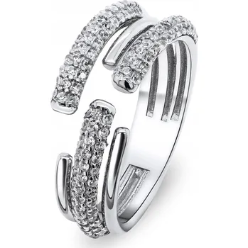Prsten Brilio Silver Luxusní otevřený prstýnek s čirými zirkony RI036W