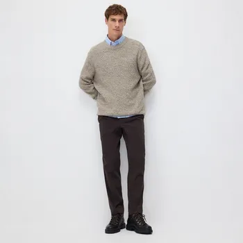 Pánské kalhoty Reserved - Kalhoty slim s příměsí vlny - tmavě hnědá - 245BK-89M - 245BK-89M-36