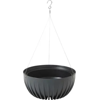 ZÁVĚSNÝ PLASTOVÝ KVĚTINÁČ STRIPPED ECO 16X30 CM ANTRACITOVÁ