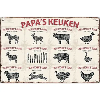 Plechová cedule Cedule The Butchers Papas Keuken 30cm x 20cm Plechová tabule