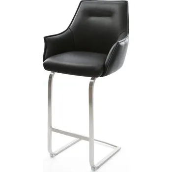 Barová židle Barová židle Alja-Flex pravá kůže černá jídelní židle plochý
