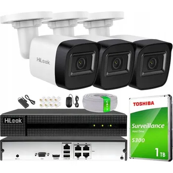 IP kamera Sada kamer pro monitorování HiLook 4Mpx 3x IPCAM-B4-P PoE dosah 30 m