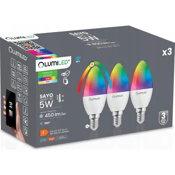 Žárovka 3X LED žárovka E14 B35 5W = 40W RGB CCT Stmívatelná Chytrá WiFi LUMILED