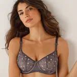Blancheporte Vyztužená podprsenka z vyšívaného tylu Oliena, s kosticemi šedá 90C