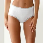 Blancheporte Sada 3 strečových kalhotek maxi s vyšším pasem, bavlna a krajka bílá 42/44