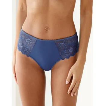 Kalhotky Blancheporte Sada 2 kalhotek tanga s vysokým pasem z mikrovlákna a krajky černá+modrá 38/40