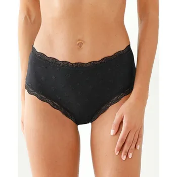 Kalhotky Blancheporte Sada 3 strečových kalhotek maxi s vyšším pasem, bavlna a krajka černá 54/56