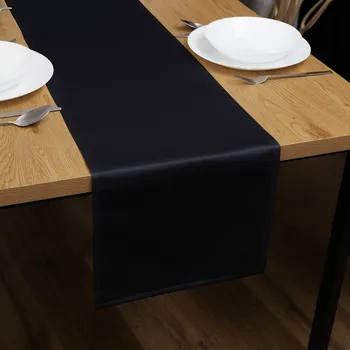 ubrus Saténový běhoun na stůl polyesterový Satén LUX-026 Černý 20x160 cm