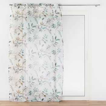 Záclona Blancheporte Voálová záclona s rostlinným vzorem zelená/karamelová