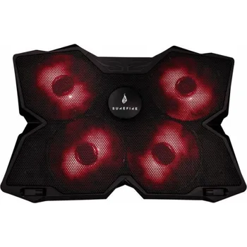 Chladicí podložka pod notebook, Bora, osvětlené ventilátory, černá a červená, SureFire, 4 ventilátory