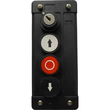 Garážová vrata ovládací trojtlačítko GfA uzamykatelné - klíčový spínač s tlačítky - povelové tlačítko s příkazy Otevřít / Stop / Zavřít, barva černá, na omítku