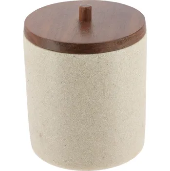 Koupelnová nádoba Vegar, béžová/s dřevěnými prvky