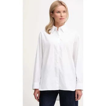 Dámská košile Bavlněná košile Calvin Klein Jeans dámská, bílá barva, relaxed, s klasickým límcem, LV044D167G 00X, vel. XXS