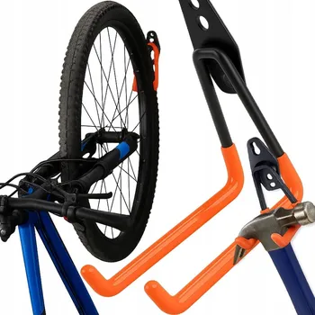 Věšák Nástěnný kovový držák na kolo a nářadí, černý, nosnost 20 kg