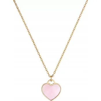 Náhrdelník Náhrdelník řetízek zlatý ocel srdce růžový kámen