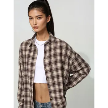 Dámská košile Kostkovaná košile oversized - S - House - smetanový - 941GJ-12P