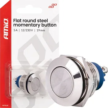 Auto elektroinstalace tlačítko kulaté ocelové 19 mm 5A 12/230 V