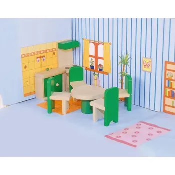 Dřevěná hračka WOODY Nábytek do domečku "Kuchyň s jídelnou"