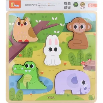 Dřevěná hračka Viga Dřevěná vkládačka - divoká zvířátka 6971608446634